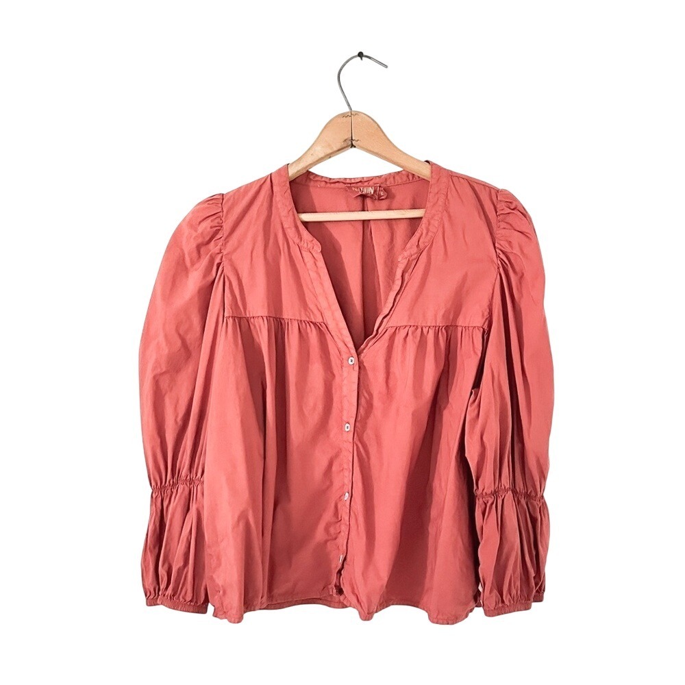 Nation LTD Romantic Crop Top Rust‎ Pima Cotton Blouse - size Large